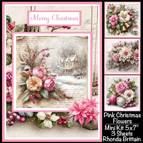Pink Christmas Flowers Mini Kit 5x7 (3)