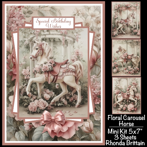Floral Carousel Horse Mini Kit 5x7 (3)