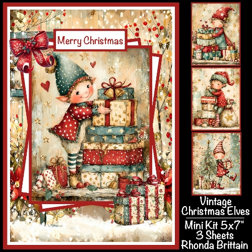 Vintage Christmas Elves Mini Kit 5x7 (3)