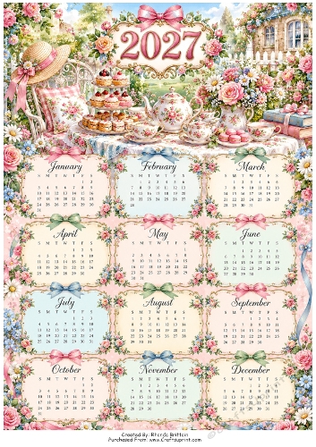 2027 English Tea Calendar