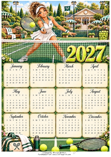 2027 Female Tennis Player Calendar