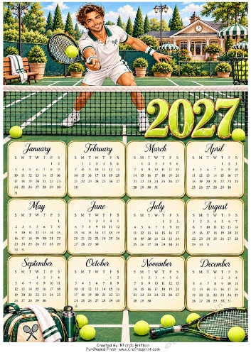 2027 Male Tennis Player Calendar