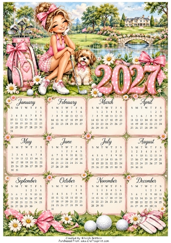 2027 Female Golfer Calendar