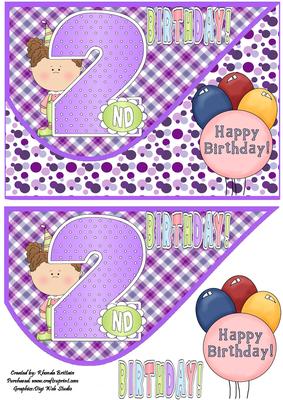 2nd Birthday Girl Tear Drop Card Front