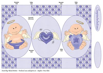 Angel Baby Boy Tri Shutter Card