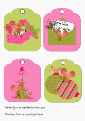 Mouse Tails Christmas Tags