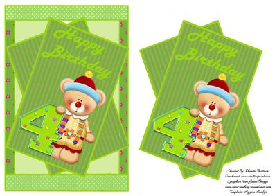 Happy 4th Birthday Bear Card Front
