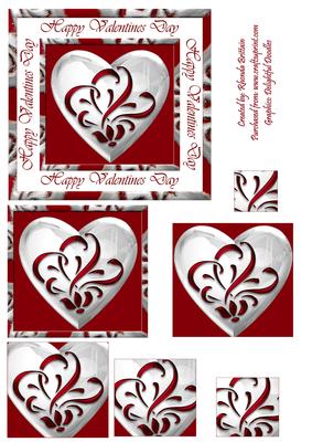 Happy Valentines Day Silver Heart Card Front