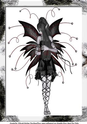 A4 Black and White Goth Fairy