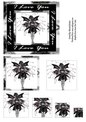 I Love You Black & White Goth Card Front