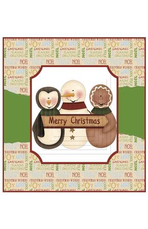 Merry Christmas Winter Friends 8x8 Pyramid Card Front Kit