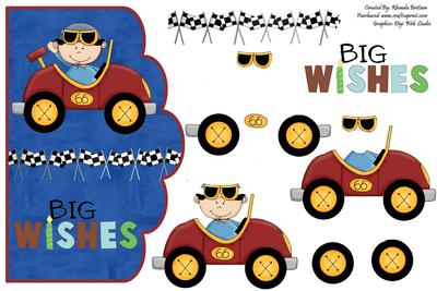 Big Wishes Racing Car Card Front