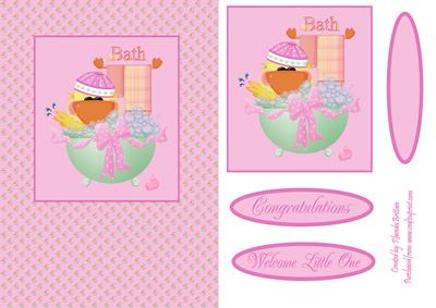 Just Ducky New Baby Girl Bath Card Front