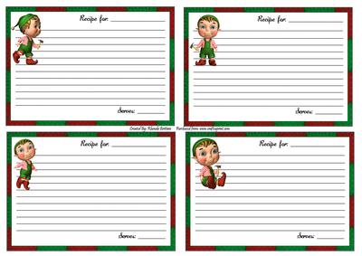 Little Christmas Elf Recipe Cards