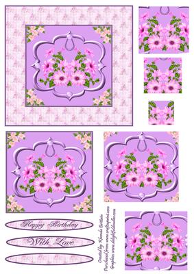 Pink & Mauve Framed Floral Card Front