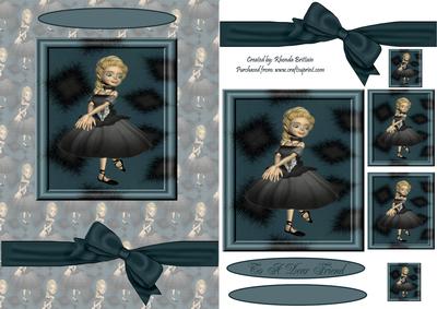 Ballerina Black and Green Card Front
