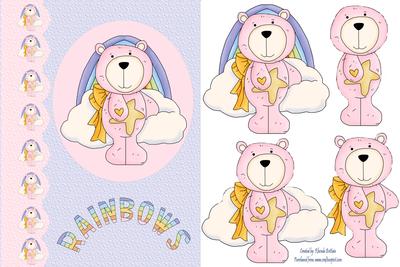 Pink Rainbow Bear Card Front