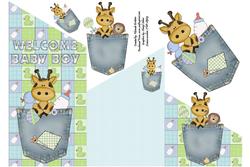 Welcome Baby Boy Giraffe in Pocket Cascade