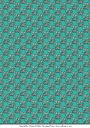 Paw Prints Backing Paper Teal A4