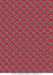 Paw Prints Backing Paper Red A4