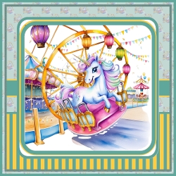 Unicorn on the Carousel Card Front and Pyramage