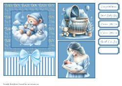 Its A Boy Teddy Card 7x 5