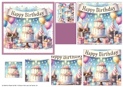 Happy Birthday 3 Card Front & Pyramid