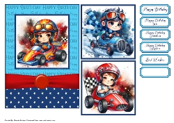 Birthday Boy Race Car Card Front 7x5