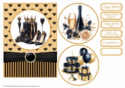 Black and Gold Birthday Card Front 7x5