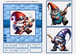 Rock Star Gnome 1 Card Front 6x6
