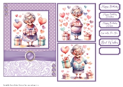 Happy Birthday Grandma Card Front 7x5
