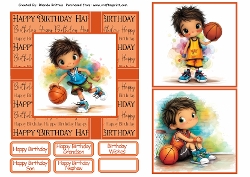 Basketball Birthday Boy Card Front 6x6