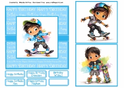 Skater Boi Birthday Boy Card Front 6x6