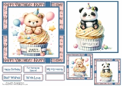 Happy Birthday Cupcakes 3 Card Front 6x6