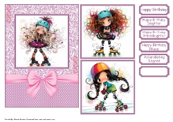 Rollerskating Queen Card Front 7x5