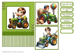 My Little Green Tractor Card Front 7x5