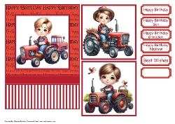 My Little Red Tractor Card Front 7x5