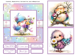 Whimsical Bird Card Front 6x6