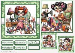 Quilters Club Card Front With Matching Gift Tag 6x6