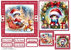 Christmas Boys 1 Card Front With Matching Gift Tag 6x6