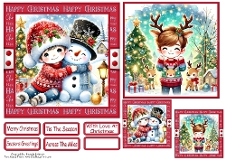 Christmas Boys 3 Card Front With Matching Gift Tag 6x6