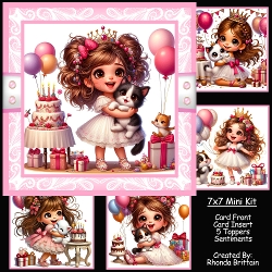 Birthday Girl and her Kitten Mini Kit 7x7