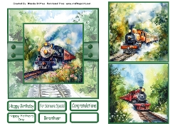 Steam Trains Card Front 6x6