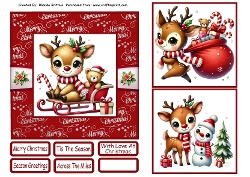 Christmas Baby Reindeers 1 Card Front 6x6