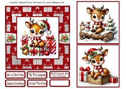 Christmas Baby Reindeers 2 Card Front 6x6