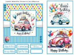 Birthday Cars Card Front 6x6