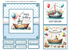 Birthday Boats Card Front 6x6