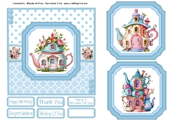 TeaPot Houses 2 Card Fronts 6x6