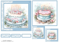 Cake Time Card Front With Matching Gift Tags 6x6