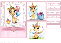 Birthday Giraffe Card Front 5x7
